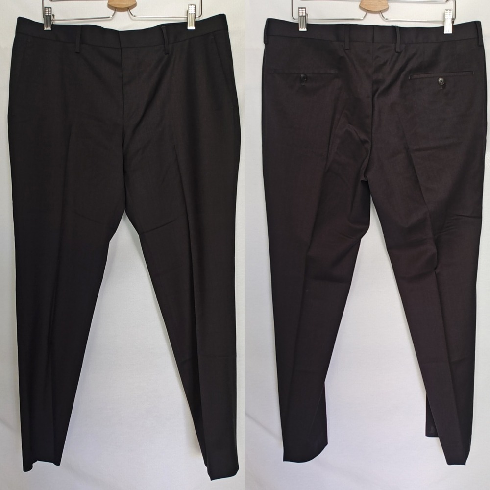 Hugo Boss Genesis‎ 4 Slim Fit Wool Trousers Dress Pants Gray Office 38R 38